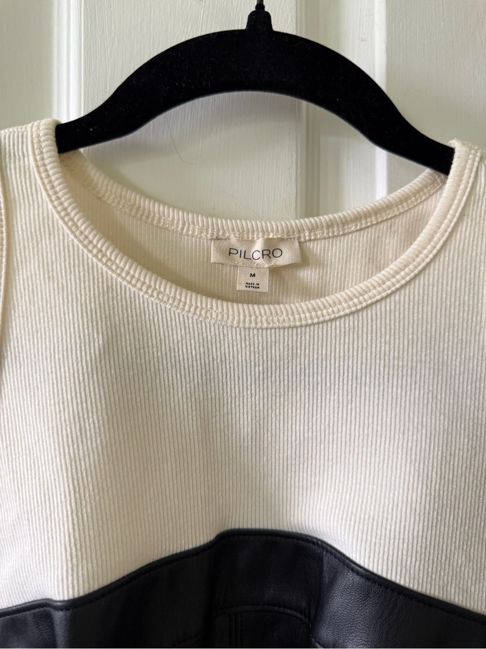 Pilcro Two-Tone Faux Leather Camisole in Black and White - Picture 3 of 11